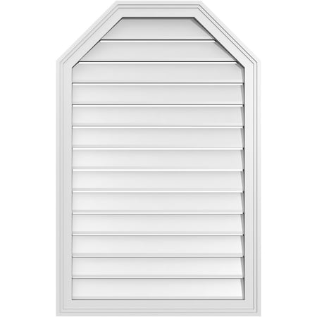 Ekena Millwork Octagonal Top Surface Mount PVC Gable Vent w/ 2"W x 1-1/2"P Brickmould Frame, 26"W x 40"H GVPOT26X4002SF